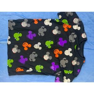 Disney Mickey Mouse Halloween Black T Shirt Women's Size Medium Pumpkin Ghost